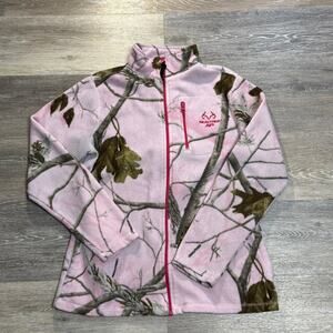 RealTree AP Pink Camo Fleece Jacket Women’s Medium Full Zip Hunting Outdoors